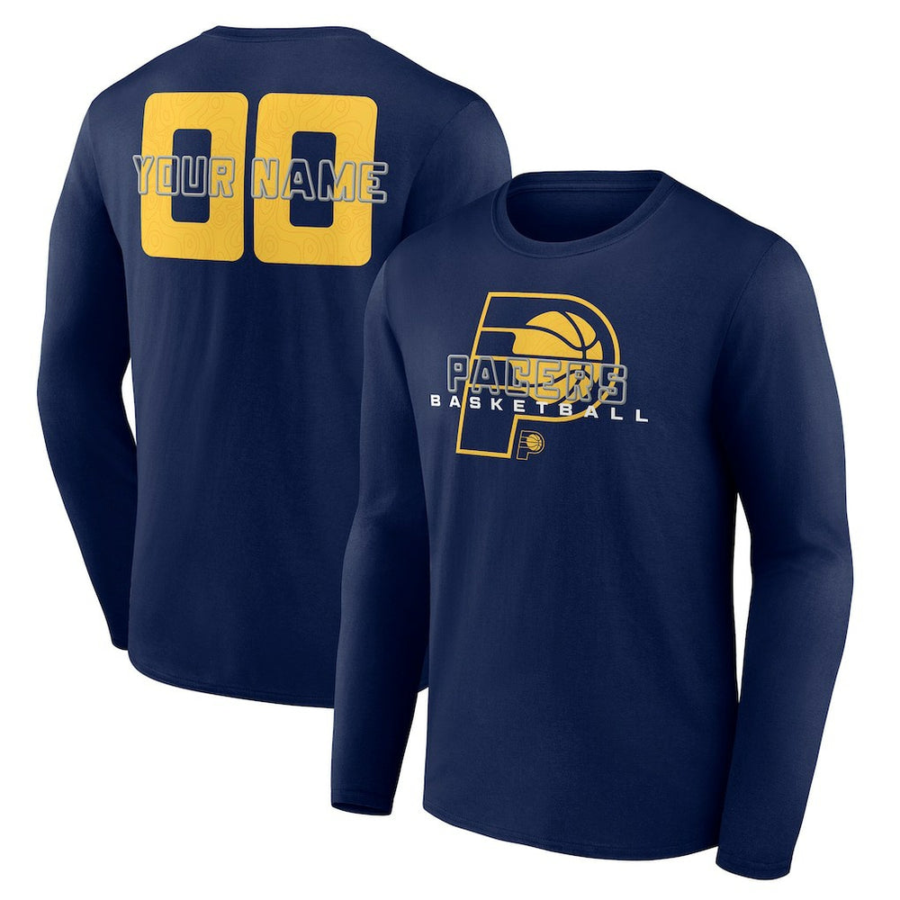 NBA - Indiana Pacers Stellar Personalized Name & Number Long Sleeve T-Shirt - Navy