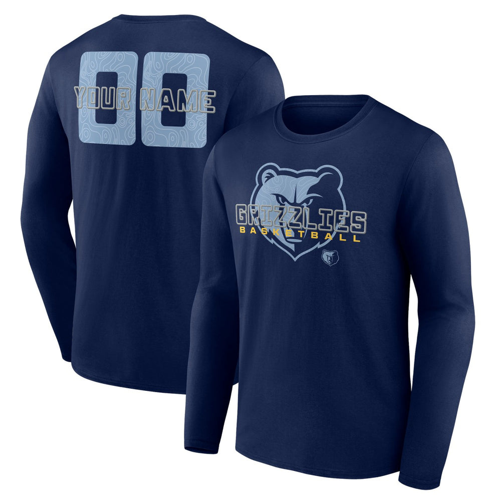 NBA - Memphis Grizzlies Stellar Personalized Name & Number Long Sleeve T-Shirt - Navy