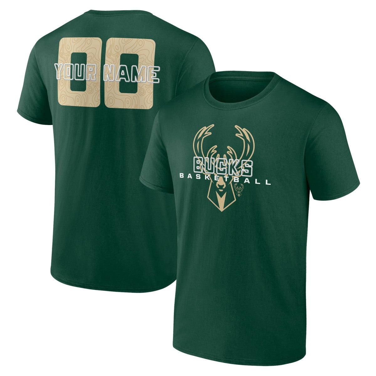 NBA - Milwaukee Bucks Stellar Personalized Name & Number T-Shirt - Hunter Green