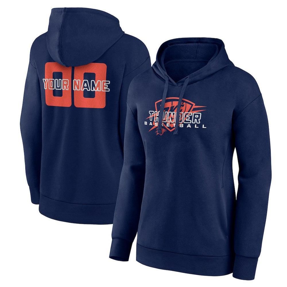 NBA - Oklahoma City Thunder Women's Stellar Personalized Name & Number Pullover Hoodie - Navy