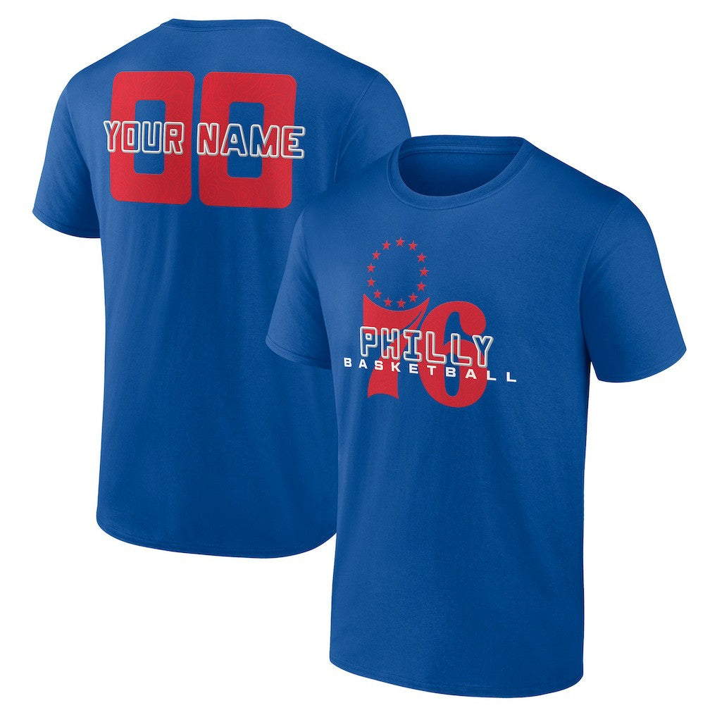 NBA - Philadelphia 76ers Stellar Personalized Name & Number T-Shirt - Royal