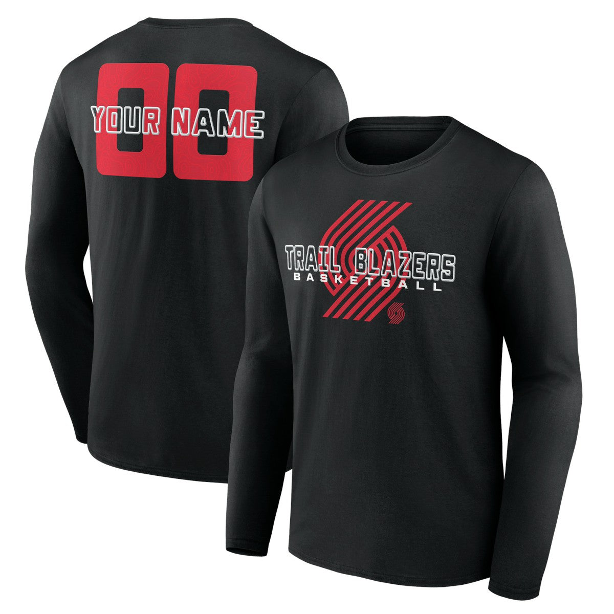 NBA - Portland Trail Blazers Stellar Personalized Name & Number Long Sleeve T-Shirt - Black