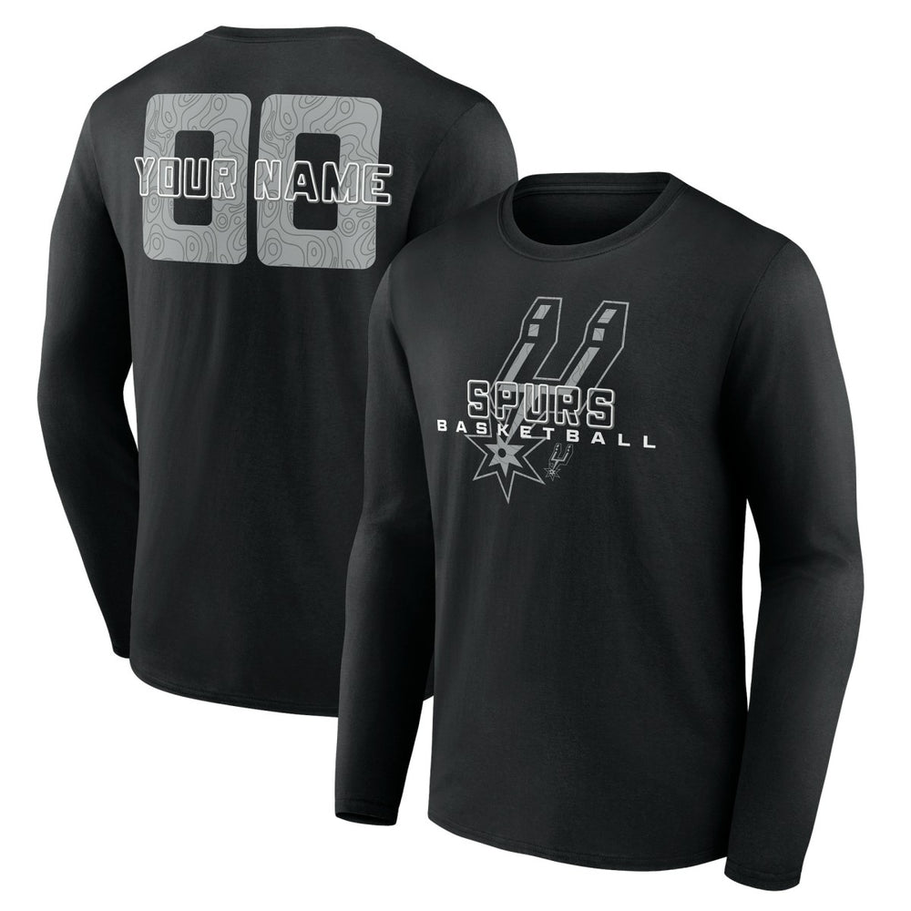 NBA - San Antonio Spurs Stellar Personalized Name & Number Long Sleeve T-Shirt - Black