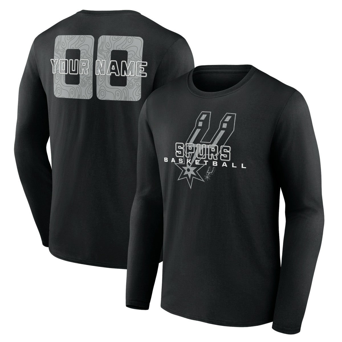NBA - San Antonio Spurs Stellar Personalized Name & Number Long Sleeve T-Shirt - Black