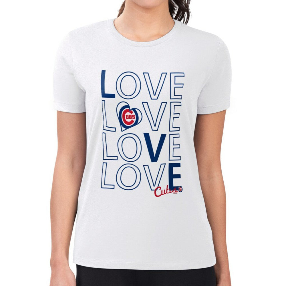 Chicago Cubs G-III 4Her by Carl Banks Women's Super-Slim Fit Lightweight Love Graphic Team T-Shirt Sale