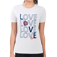 Chicago Cubs G-III 4Her by Carl Banks Women's Super-Slim Fit Lightweight Love Graphic Team T-Shirt Sale