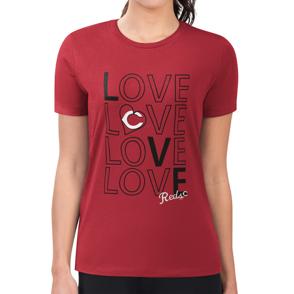 Cincinnati Reds G-III 4Her by Carl Banks Women's Super-Slim Fit Lightweight Love Graphic Team T-Shirt On Sale