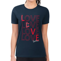 Cleveland Guardians G-III 4Her by Carl Banks Women's Super-Slim Fit Lightweight Love Graphic Team T-Shirt On Sale