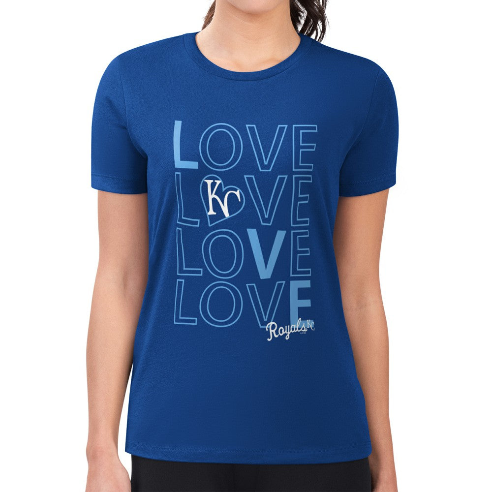 Kansas City Royals G-III 4Her by Carl Banks Women's Super-Slim Fit Lightweight Love Graphic Team T-Shirt Clearance