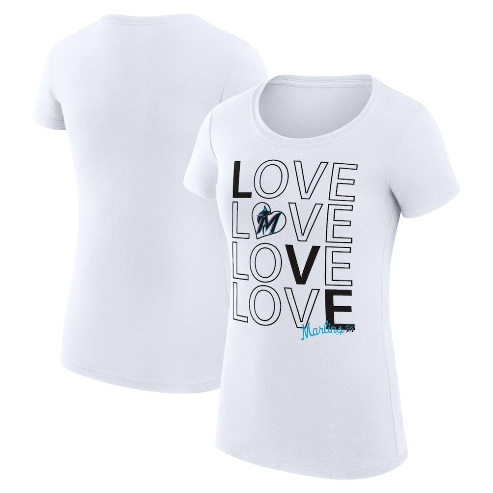 Miami Marlins G-III 4Her by Carl Banks Women's Super-Slim Fit Lightweight Love Graphic Team T-Shirt for sale