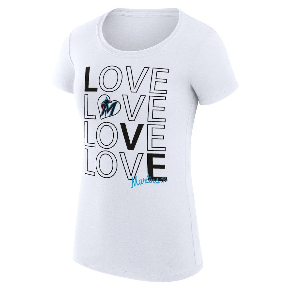 Miami Marlins G-III 4Her by Carl Banks Women's Super-Slim Fit Lightweight Love Graphic Team T-Shirt for sale