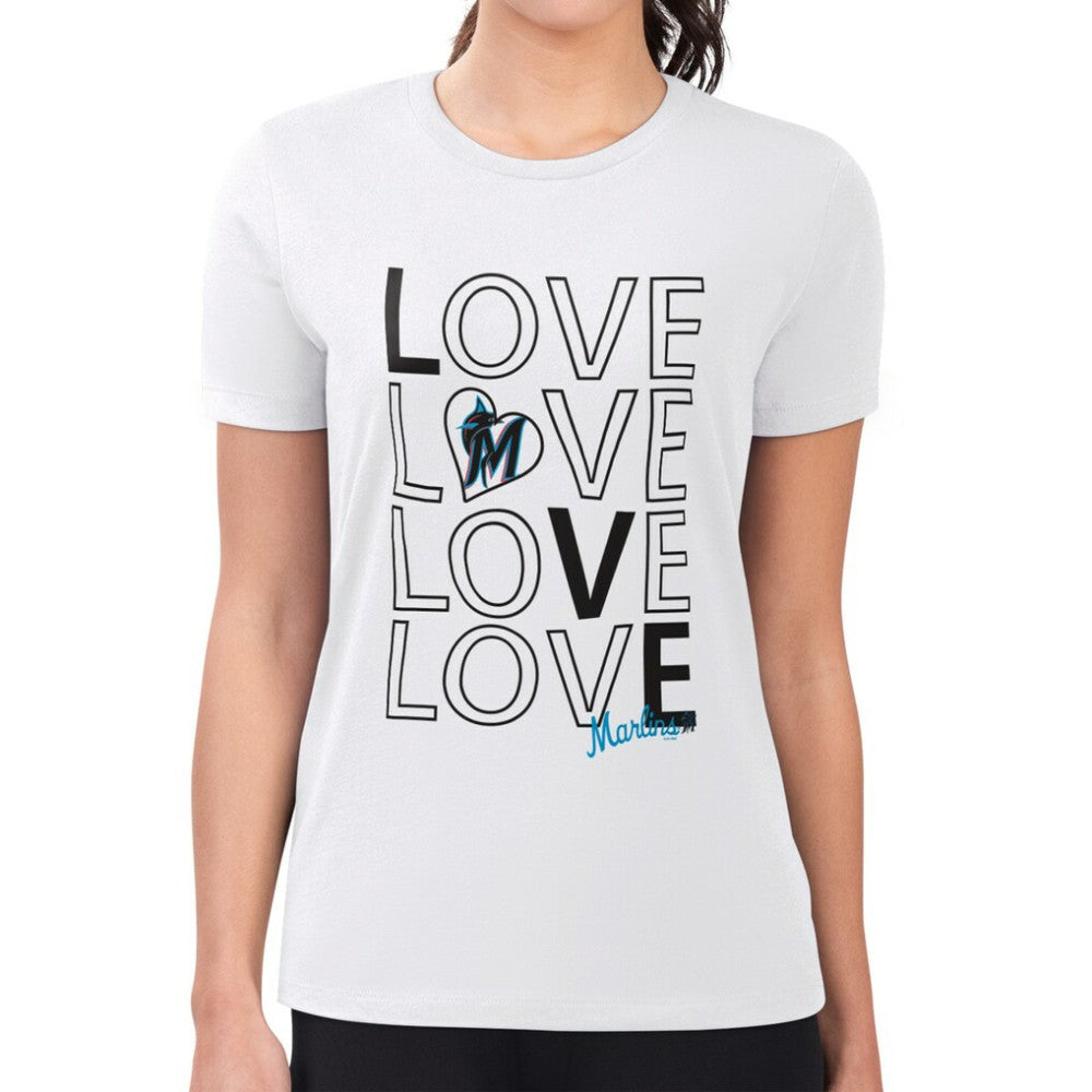 Miami Marlins G-III 4Her by Carl Banks Women's Super-Slim Fit Lightweight Love Graphic Team T-Shirt for sale
