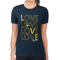 Milwaukee Brewers G-III 4Her by Carl Banks Women's Super-Slim Fit Lightweight Love Graphic Team T-Shirt Clearance