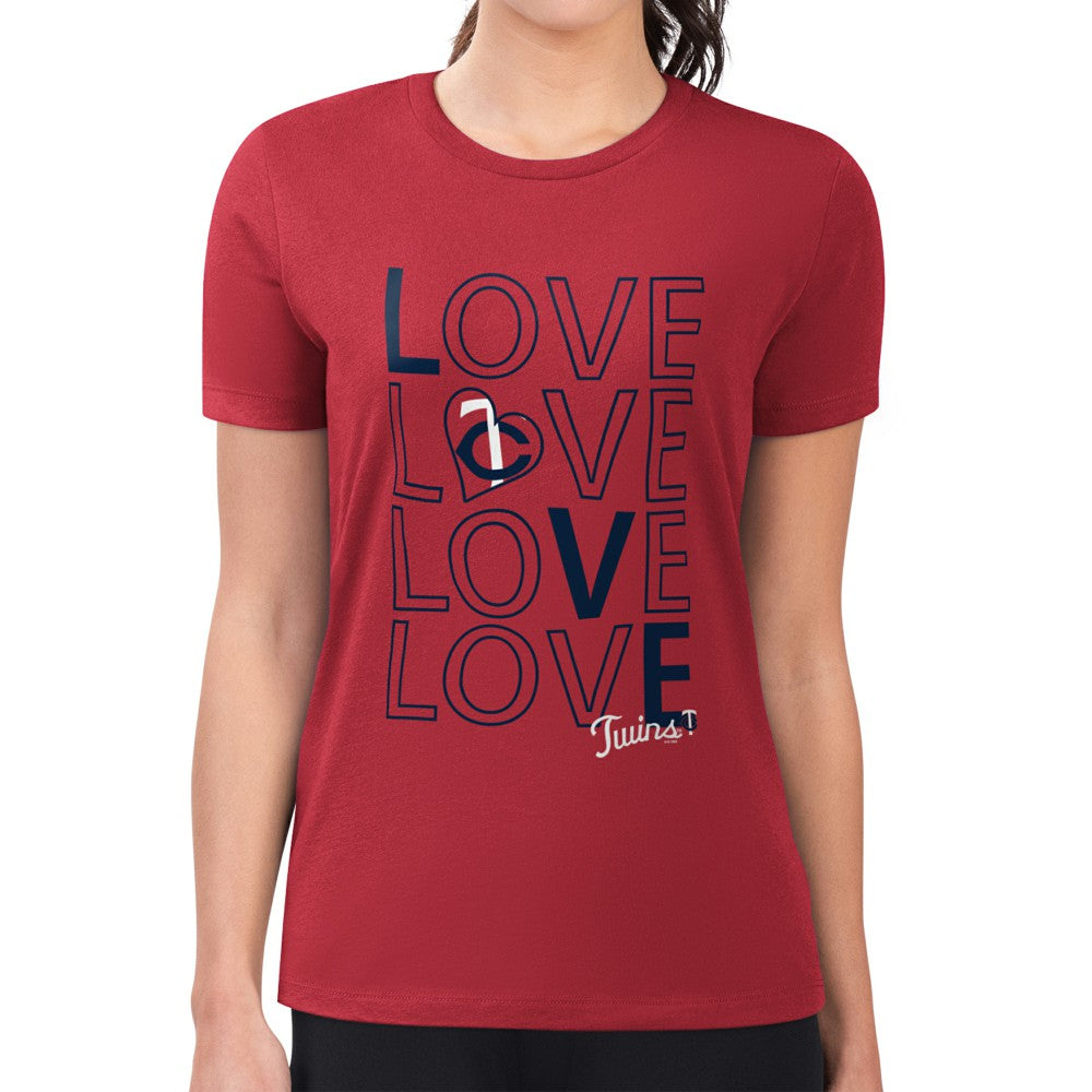 Minnesota Twins G-III 4Her by Carl Banks Women's Super-Slim Fit Lightweight Love Graphic Team T-Shirt Clearance