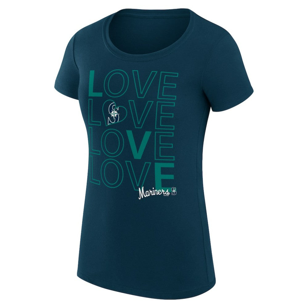 Seattle Mariners G-III 4Her by Carl Banks Women's Super-Slim Fit Lightweight Love Graphic Team T-Shirt Clearance