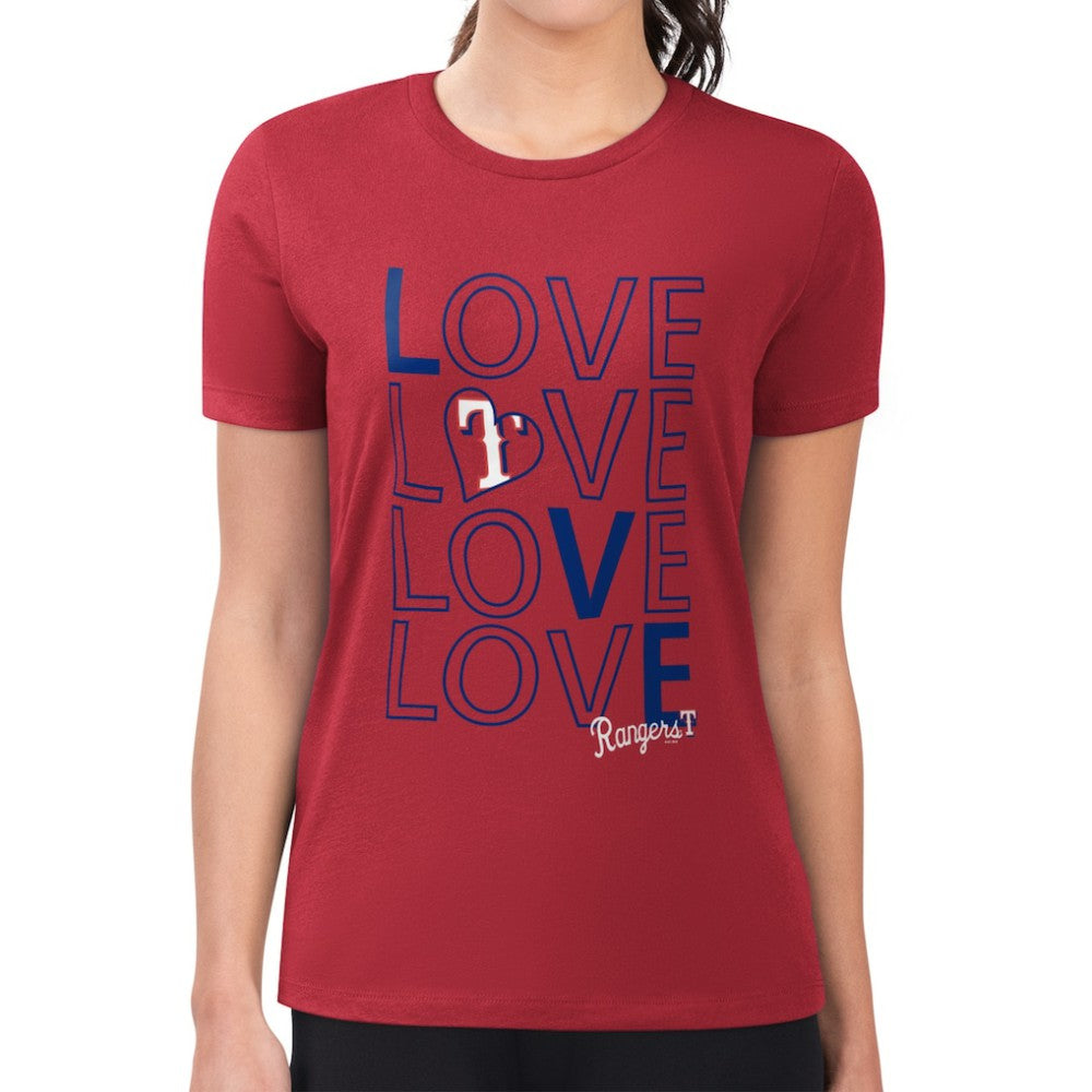 Texas Rangers G-III 4Her by Carl Banks Women's Super-Slim Fit Lightweight Love Graphic Team T-Shirt discount