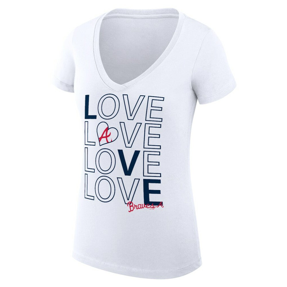Atlanta Braves G-III 4Her by Carl Banks Women's Super-Slim Fit Lightweight Love Graphic Team V-Neck T-Shirt for sale