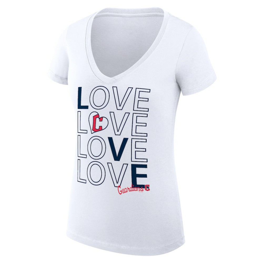 Cleveland Guardians G-III 4Her by Carl Banks Women's Super-Slim Fit Lightweight Love Graphic Team V-Neck T-Shirt Sale