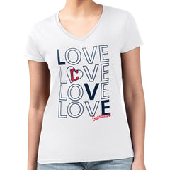 Cleveland Guardians G-III 4Her by Carl Banks Women's Super-Slim Fit Lightweight Love Graphic Team V-Neck T-Shirt Sale