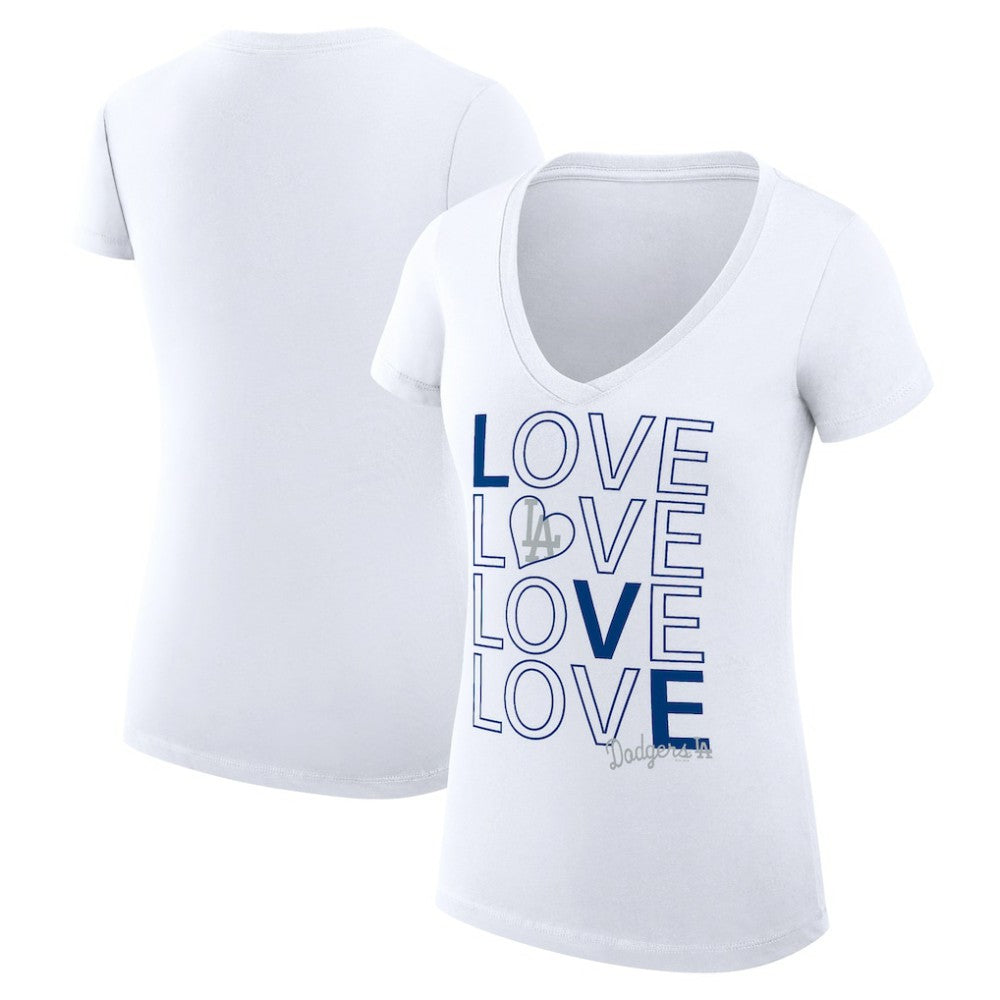 Los Angeles Dodgers G-III 4Her by Carl Banks Women's Super-Slim Fit Lightweight Love Graphic Team V-Neck T-Shirt discount