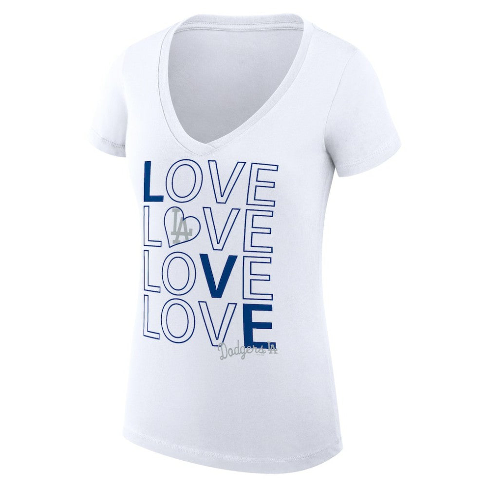 Los Angeles Dodgers G-III 4Her by Carl Banks Women's Super-Slim Fit Lightweight Love Graphic Team V-Neck T-Shirt discount