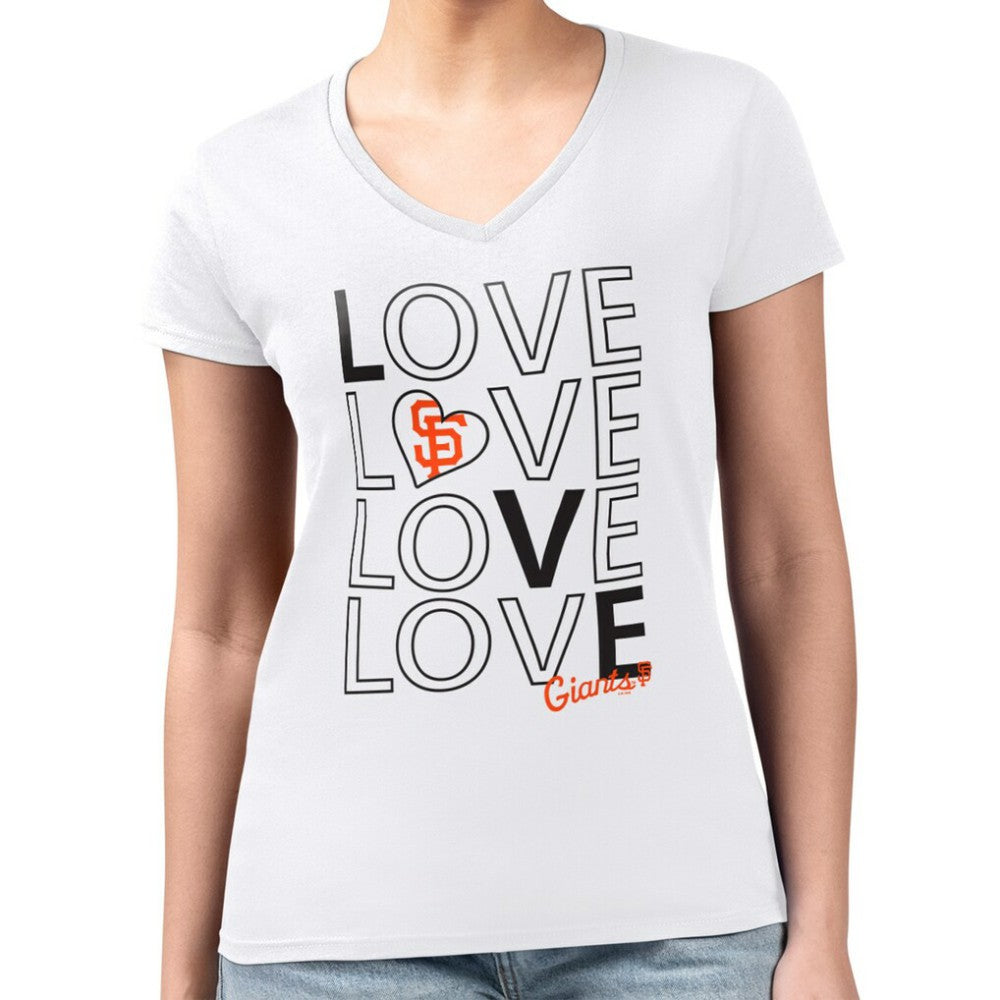 San Francisco Giants G-III 4Her by Carl Banks Women's Super-Slim Fit Lightweight Love Graphic Team V-Neck T-Shirt Online