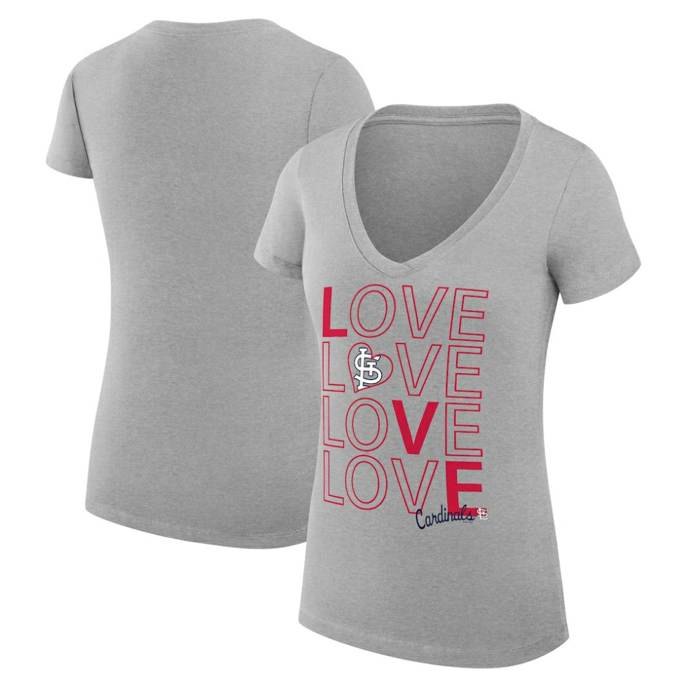 St. Louis Cardinals G-III 4Her by Carl Banks Women's Super-Slim Fit Lightweight Love Graphic Team V-Neck T-Shirt Lifestyle