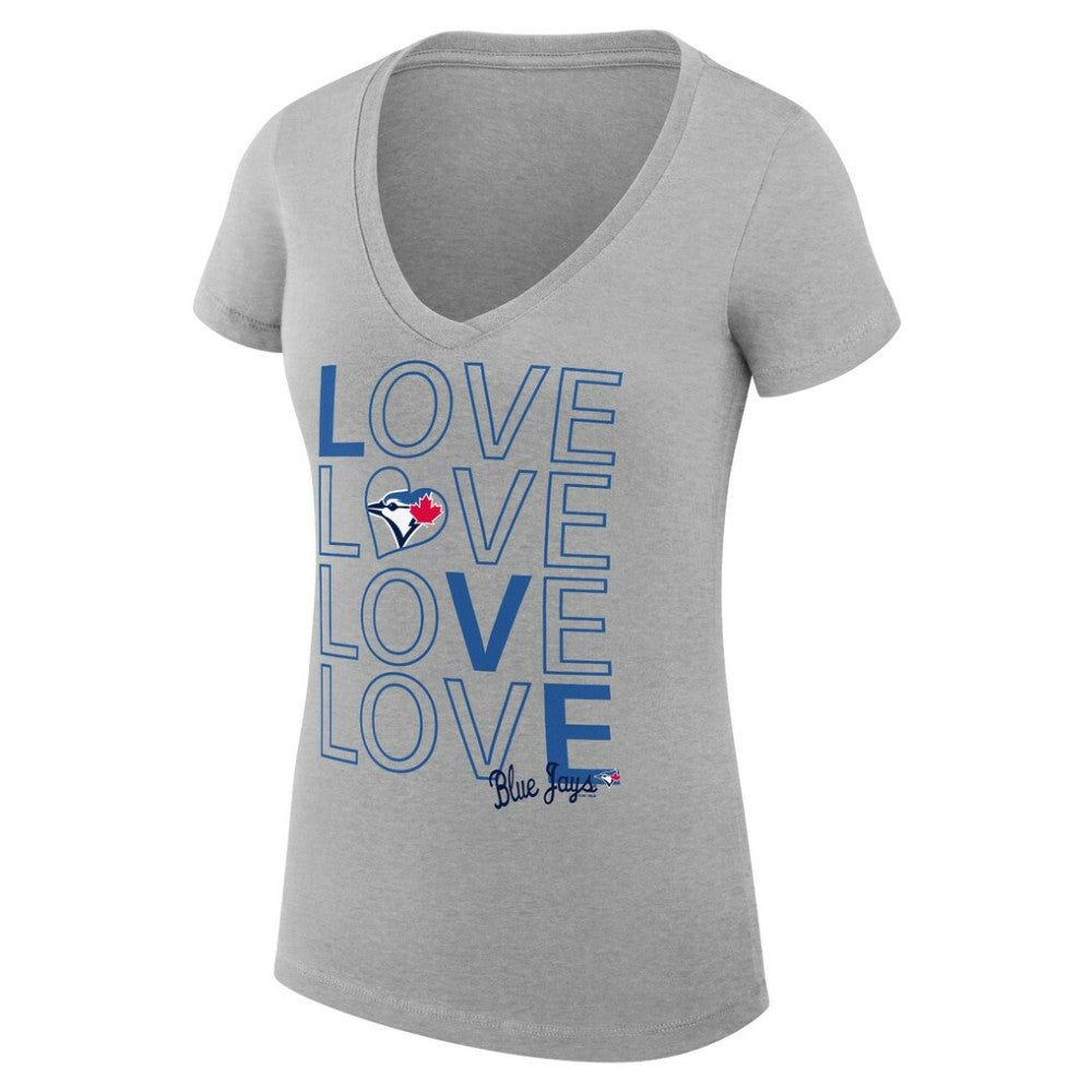 Toronto Blue Jays G-III 4Her by Carl Banks Women's Super-Slim Fit Lightweight Love Graphic Team V-Neck T-Shirt Sale