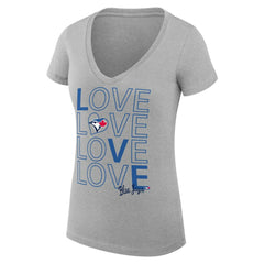 Toronto Blue Jays G-III 4Her by Carl Banks Women's Super-Slim Fit Lightweight Love Graphic Team V-Neck T-Shirt Sale
