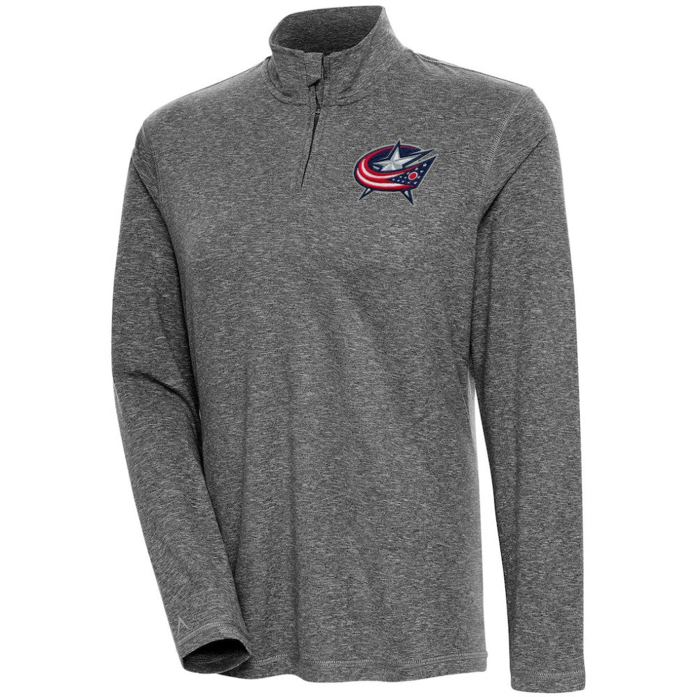 Columbus Blue Jackets - Antigua Women's Confront Quarter-Zip Pullover Top Heather Black