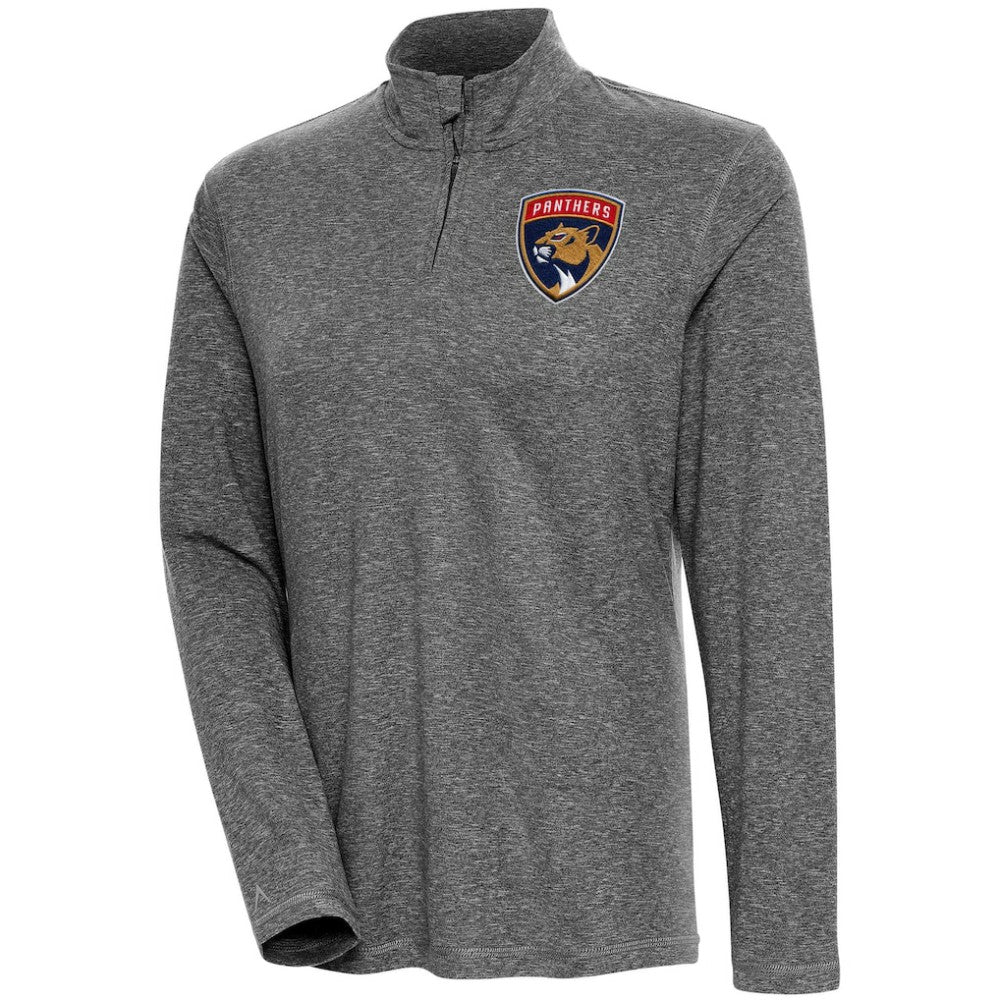 Florida Panthers - Antigua Women's Confront Quarter-Zip Pullover Top Heather Black