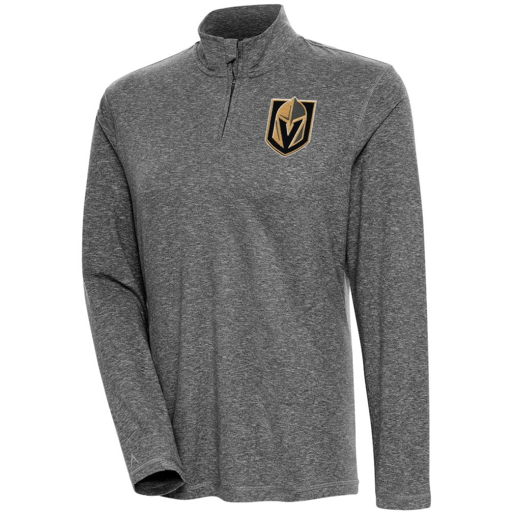 Vegas Golden Knights Antigua Women's Confront Quarter-Zip Pullover Top Heather Black