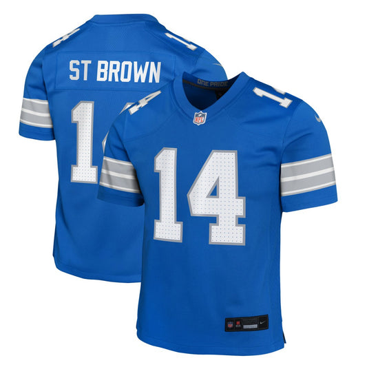 Amon-Ra St. Brown Detroit Lions Youth Game Jersey - Blue | NFL Jerseys