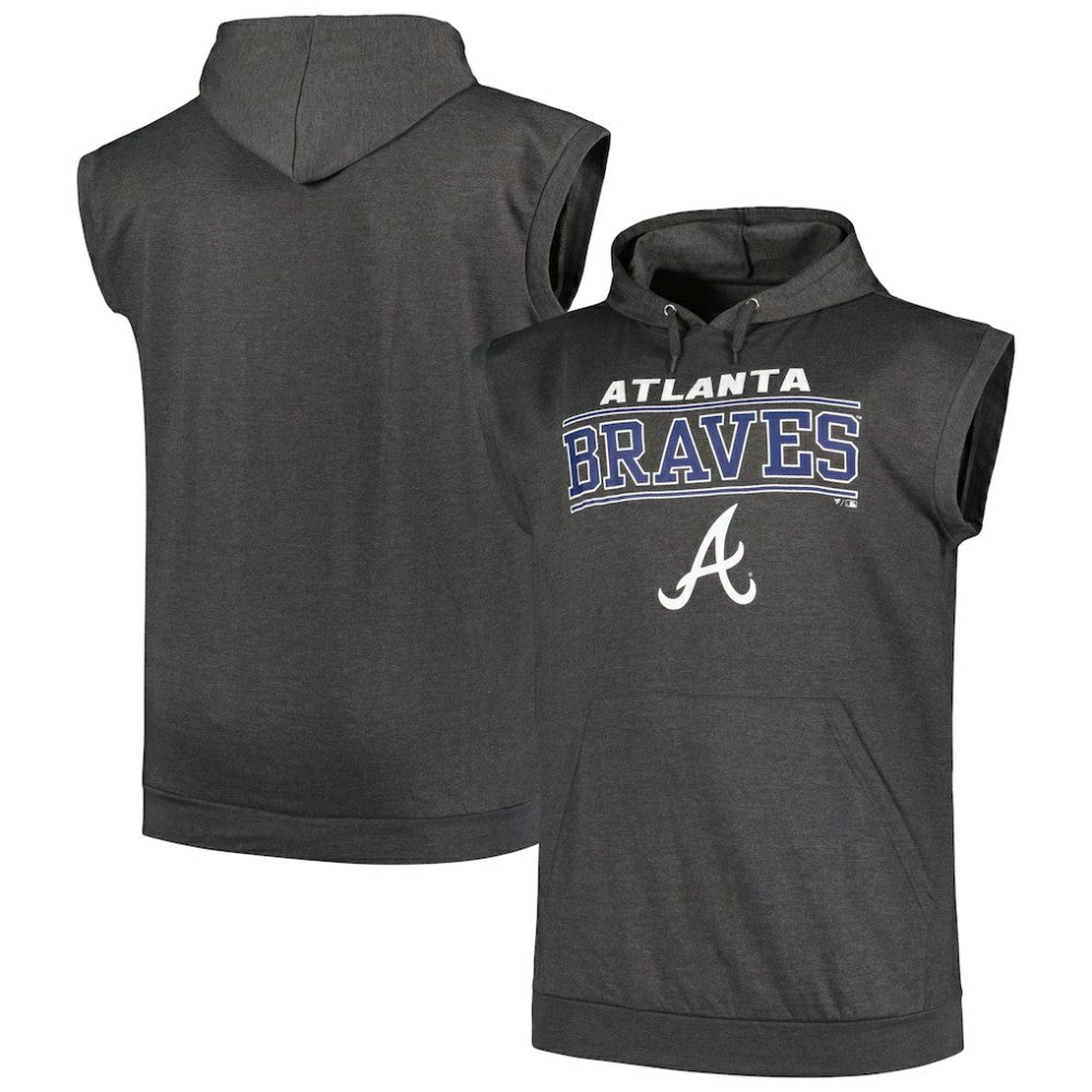 Atlanta Braves Profile Big & Tall Muscle Sleeveless Pullover Hoodie On Sale