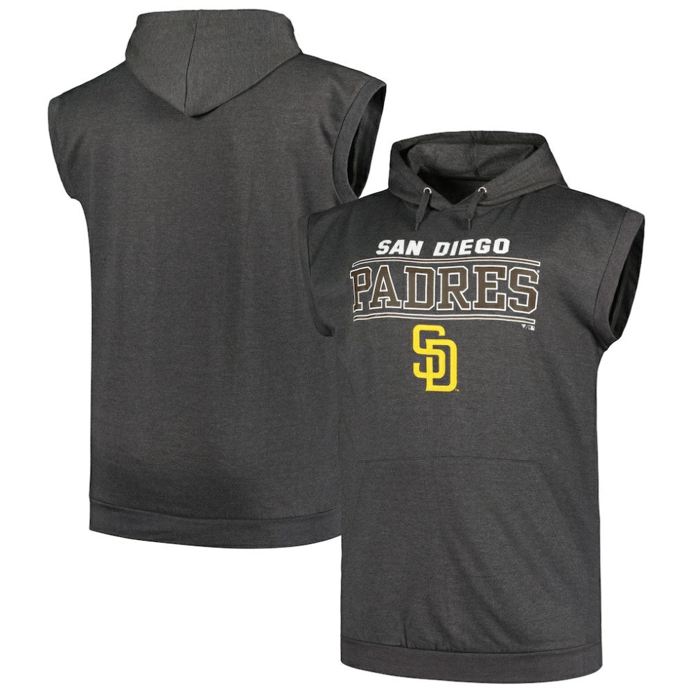 San Diego Padres Profile Big & Tall Muscle Sleeveless Pullover Hoodie Clearance
