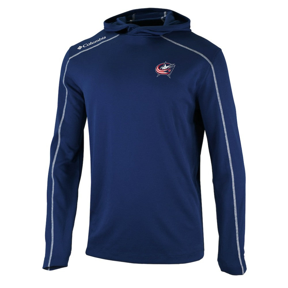 Columbus Blue Jackets - Columbia Omni-Wick Shotgun Long Sleeve Hoodie T-Shirt Navy