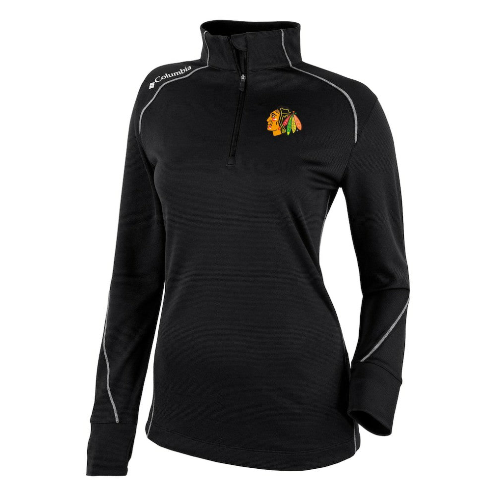 Chicago Blackhawks Columbia Women's Omni-Wick Shotgun 2.0 Quarter-Zip Pullover Top Black
