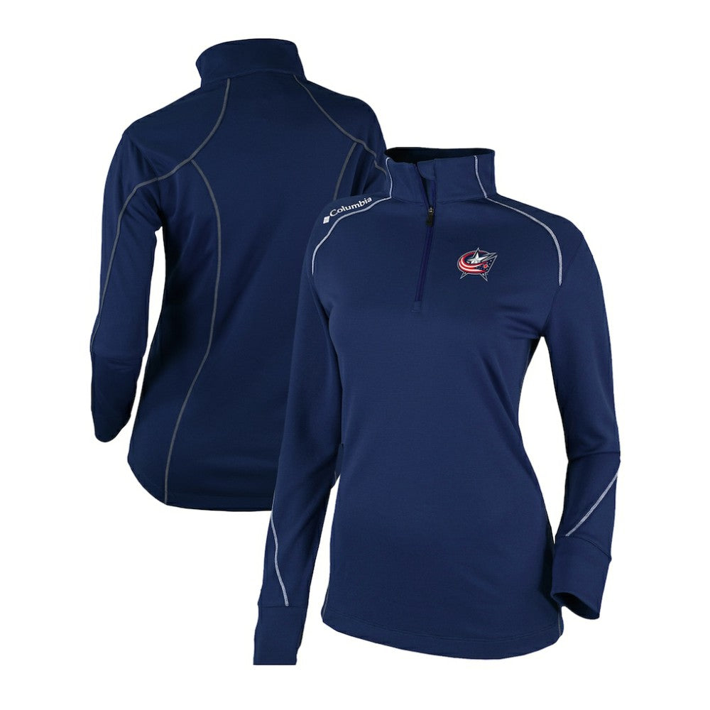 Columbus Blue Jackets - Columbia Women's Omni-Wick Shotgun 2.0 Quarter-Zip Pullover Top Navy