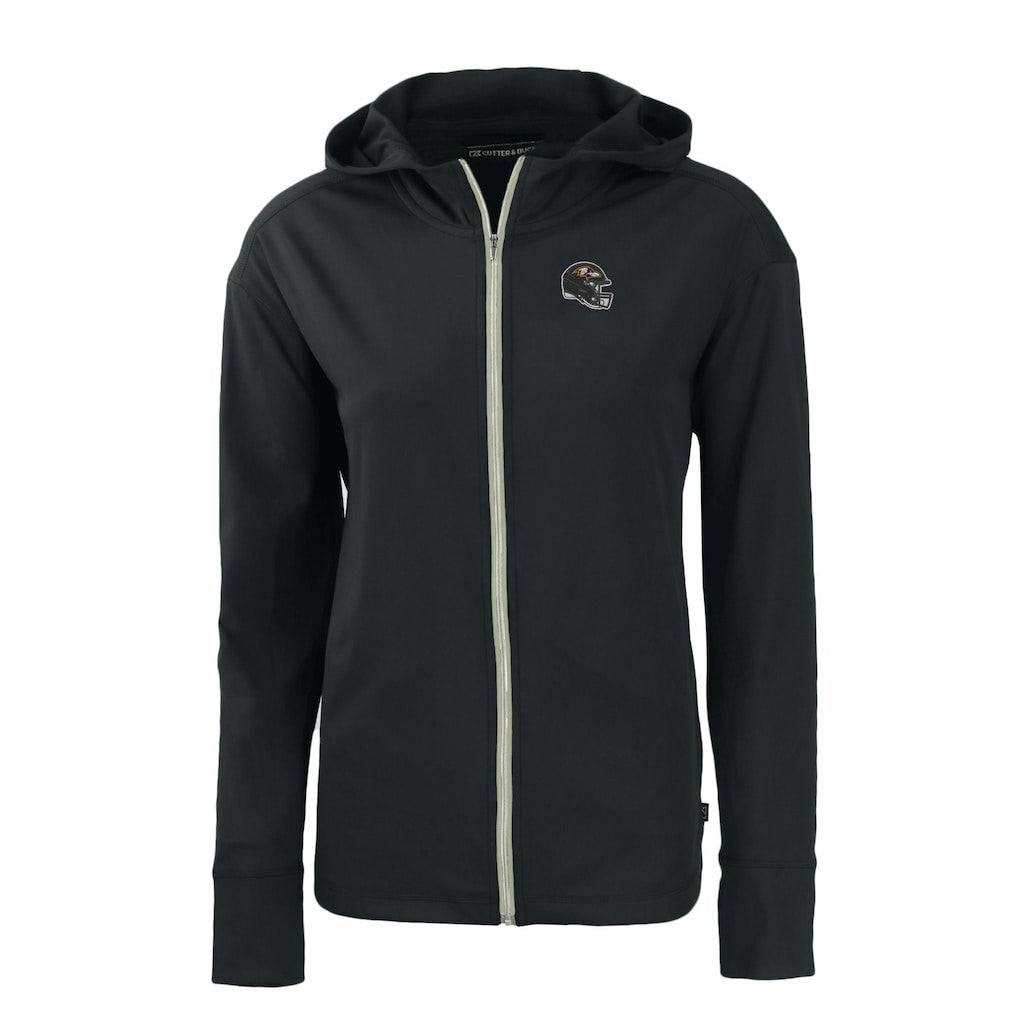 Baltimore Ravens Cutter & Buck Women's Helmet Daybreak Eco Recycled Full-Zip Hoodie Black - NFL
