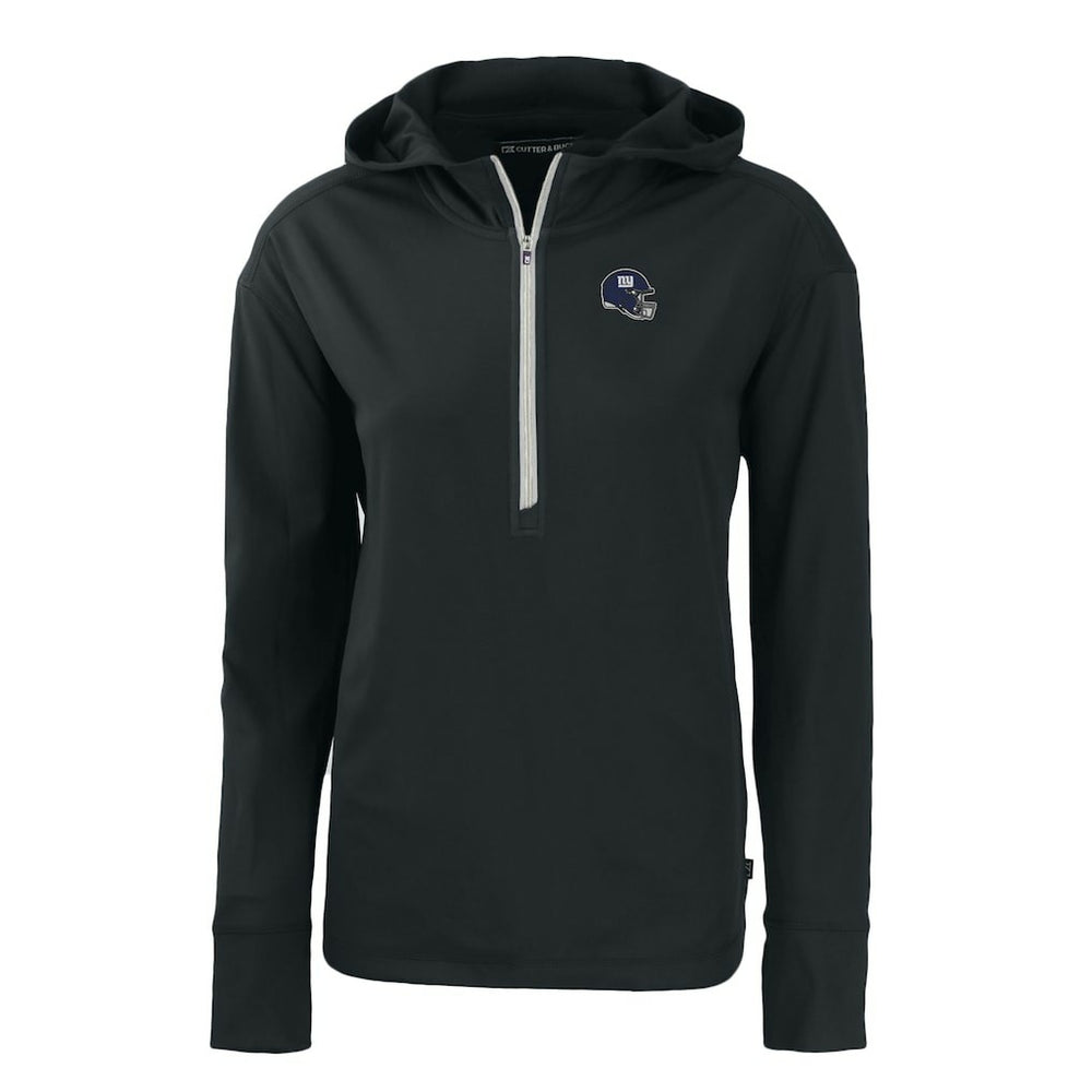 New York Giants Cutter & Buck Women's Helmet Daybreak Eco Recycled Half-Zip Hoodie Black - NFL