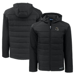 Baltimore Ravens Cutter & Buck Helmet Evoke Hybrid Eco Softshell Recycled Full-Zip Hoodie Jacket Black - NFL