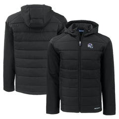 Buffalo Bills Cutter & Buck Helmet Evoke Hybrid Eco Softshell Recycled Full-Zip Hoodie Jacket Black - NFL