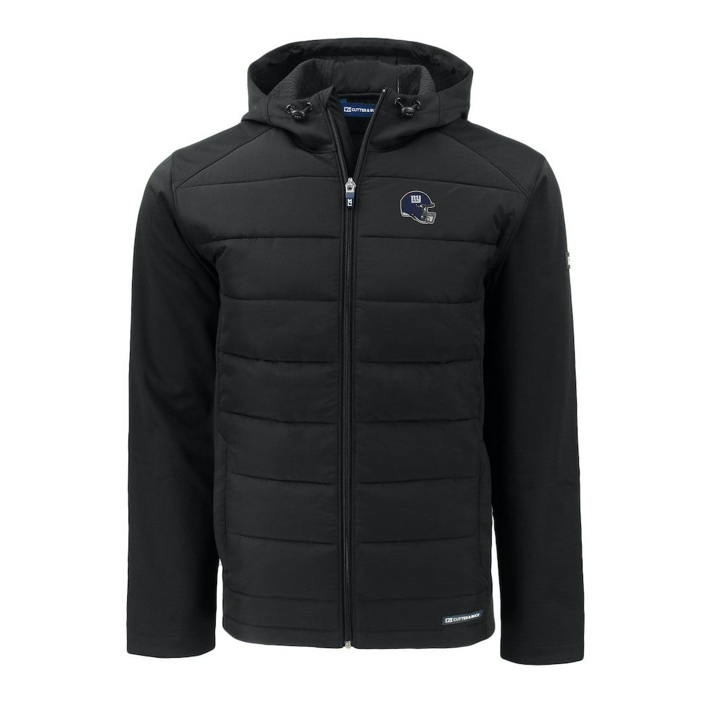 New York Giants Cutter & Buck Helmet Evoke Hybrid Eco Softshell Recycled Full-Zip Hoodie Jacket Black - NFL