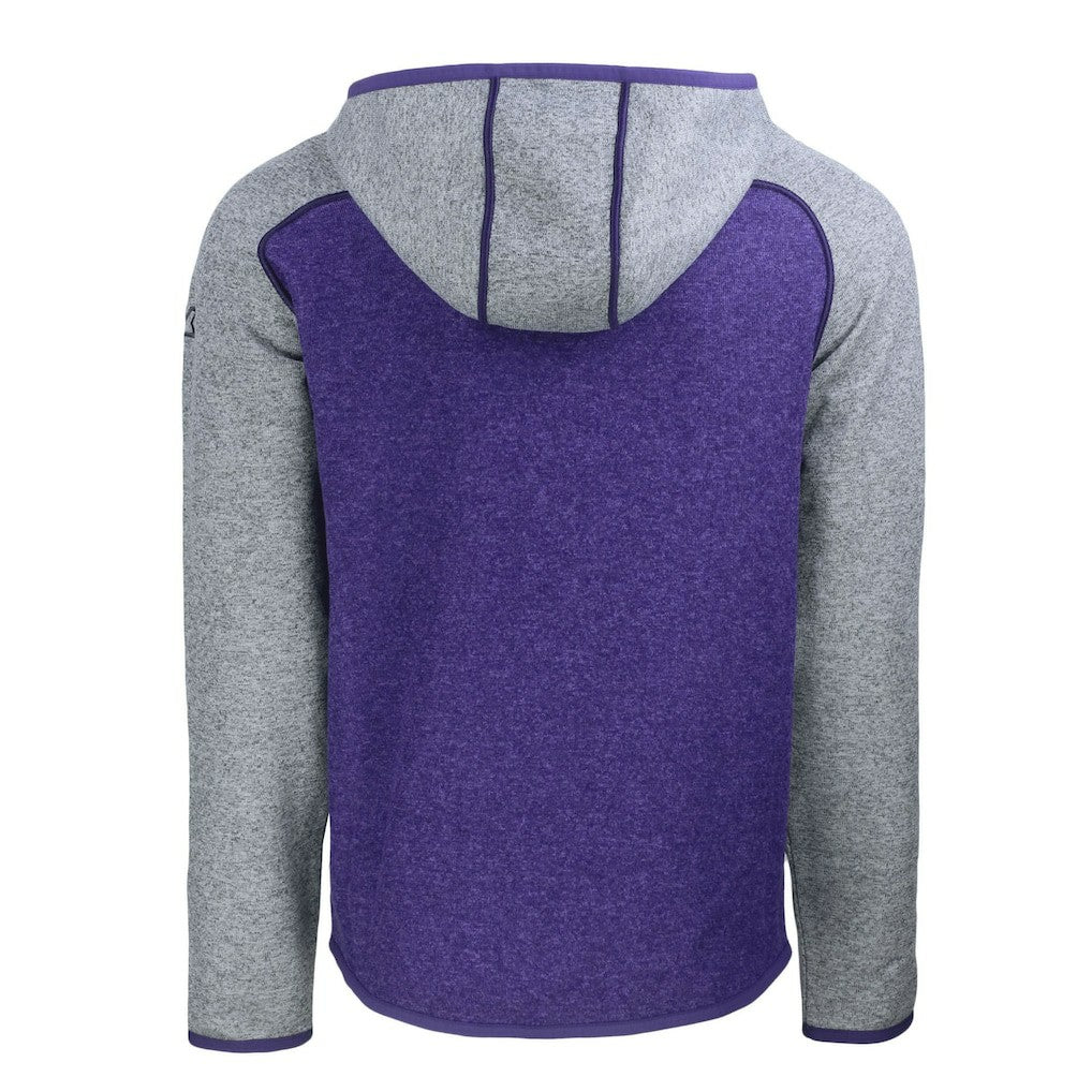 Baltimore Ravens Cutter & Buck Helmet Mainsail Sweater-Knit Full-Zip Hoodie Heather Purple/Heather Gray - NFL