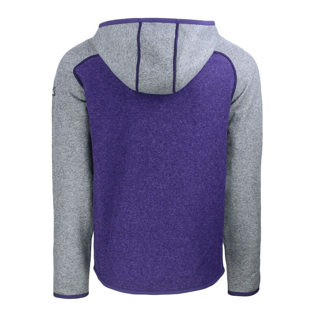 Baltimore Ravens Cutter & Buck Helmet Mainsail Sweater-Knit Full-Zip Hoodie Heather Purple/Heather Gray - NFL