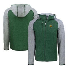 Green Bay Packers Cutter & Buck Helmet Mainsail Sweater-Knit Full-Zip Hoodie Heather Green/Heather Gray - NFL