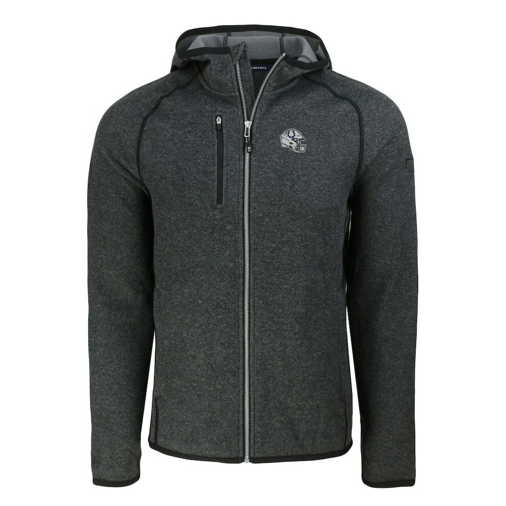 Indianapolis Colts Cutter & Buck Helmet Mainsail Sweater-Knit Full-Zip Hoodie Heather Charcoal - NFL