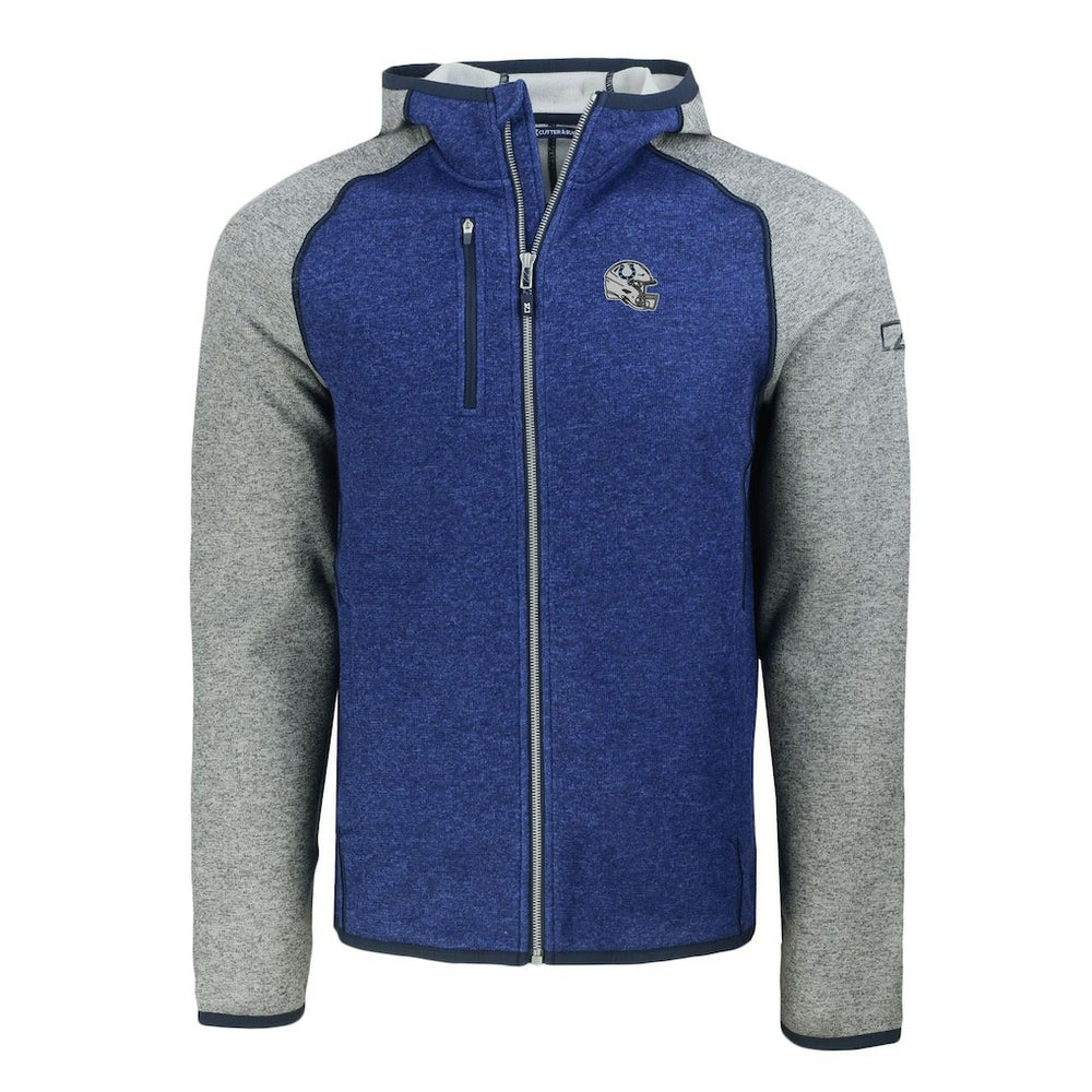 Indianapolis Colts Cutter & Buck Helmet Mainsail Sweater-Knit Full-Zip Hoodie Royal/Heather Gray - NFL