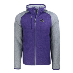 Minnesota Vikings Cutter & Buck Helmet Mainsail Sweater-Knit Full-Zip Hoodie Heather Purple/Heather Gray - NFL