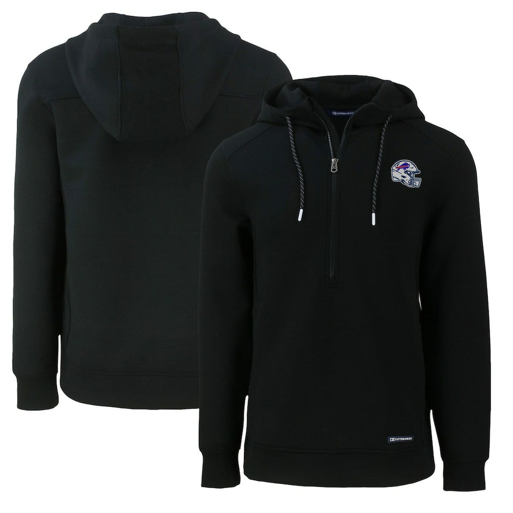 Buffalo Bills Cutter & Buck Helmet Roam Eco Half-Zip Recycled Pullover Hoodie Black - NFL